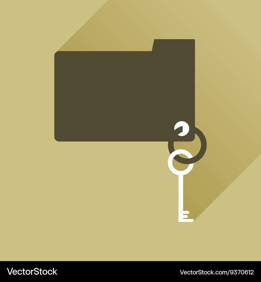 Flat icon with long shadow key folder vector image