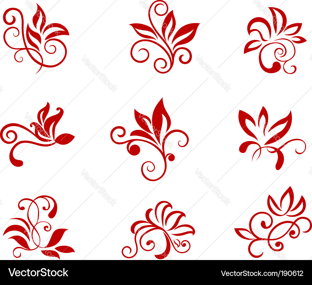 Floral Scroll Patterns Vector Image