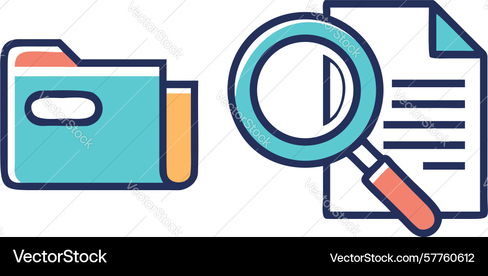 Folder document and magnifying glass icon - file vector image
