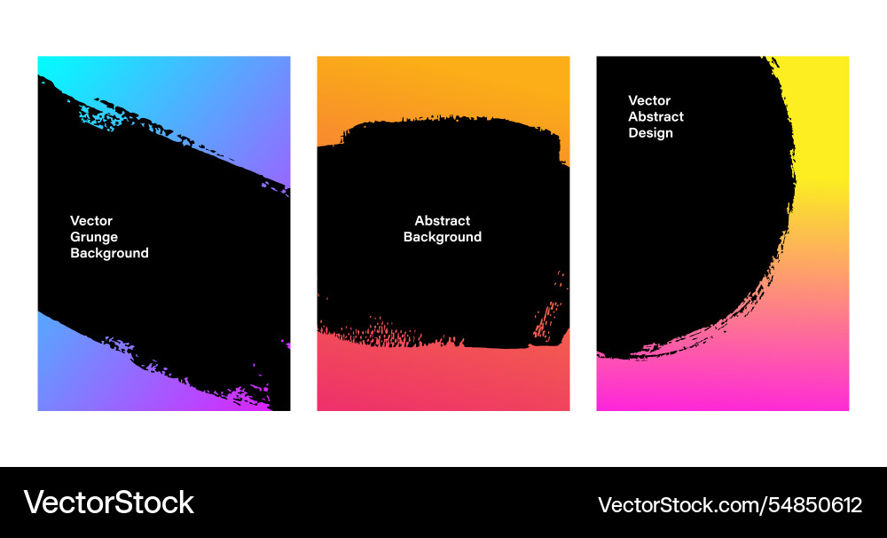 Grunge abstract brushstrokes gradient frames set Grunge abstract brushstrokes gradient frames set vector image