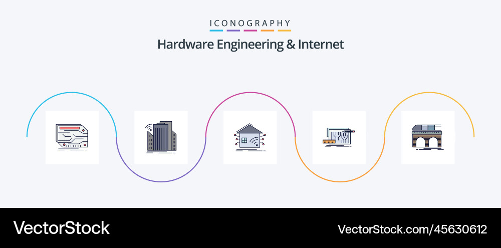 Hardware engineering and internet line filled Vector Image