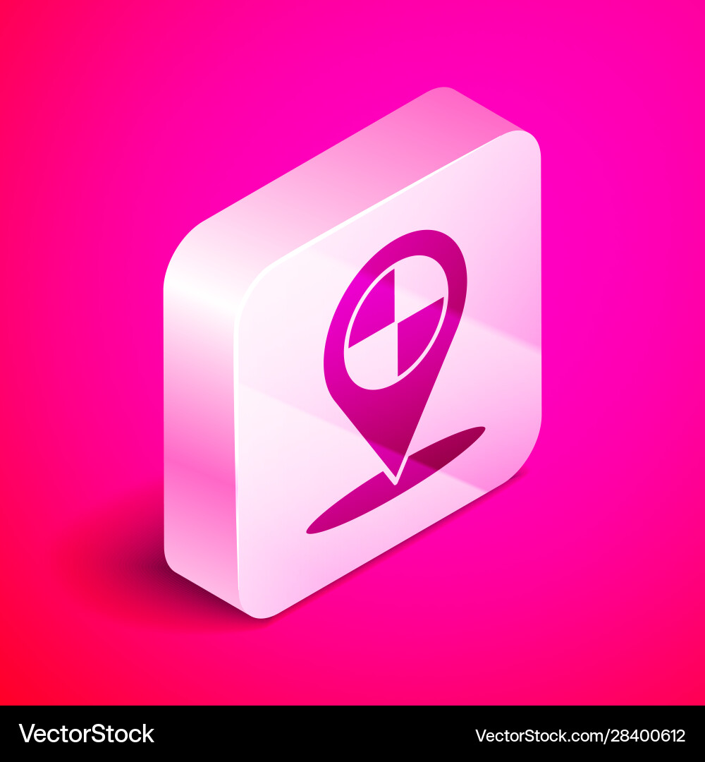 Isometric map pointer with taxi icon isolated Isometric map pointer with taxi icon isolated vector image