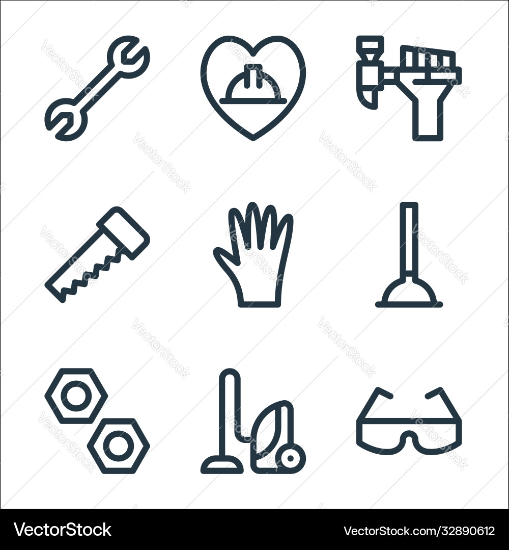 Labour day line icons linear set quality Labour day line icons linear set quality vector image