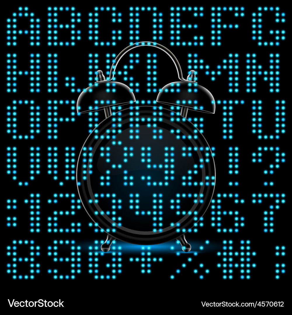 Lightbulb alphabet font and numbers vector image