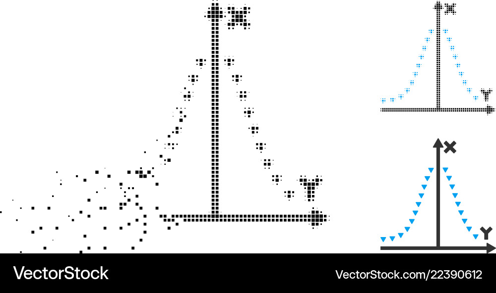 Moving dotted halftone gauss plot icon Moving dotted halftone gauss plot icon vector image