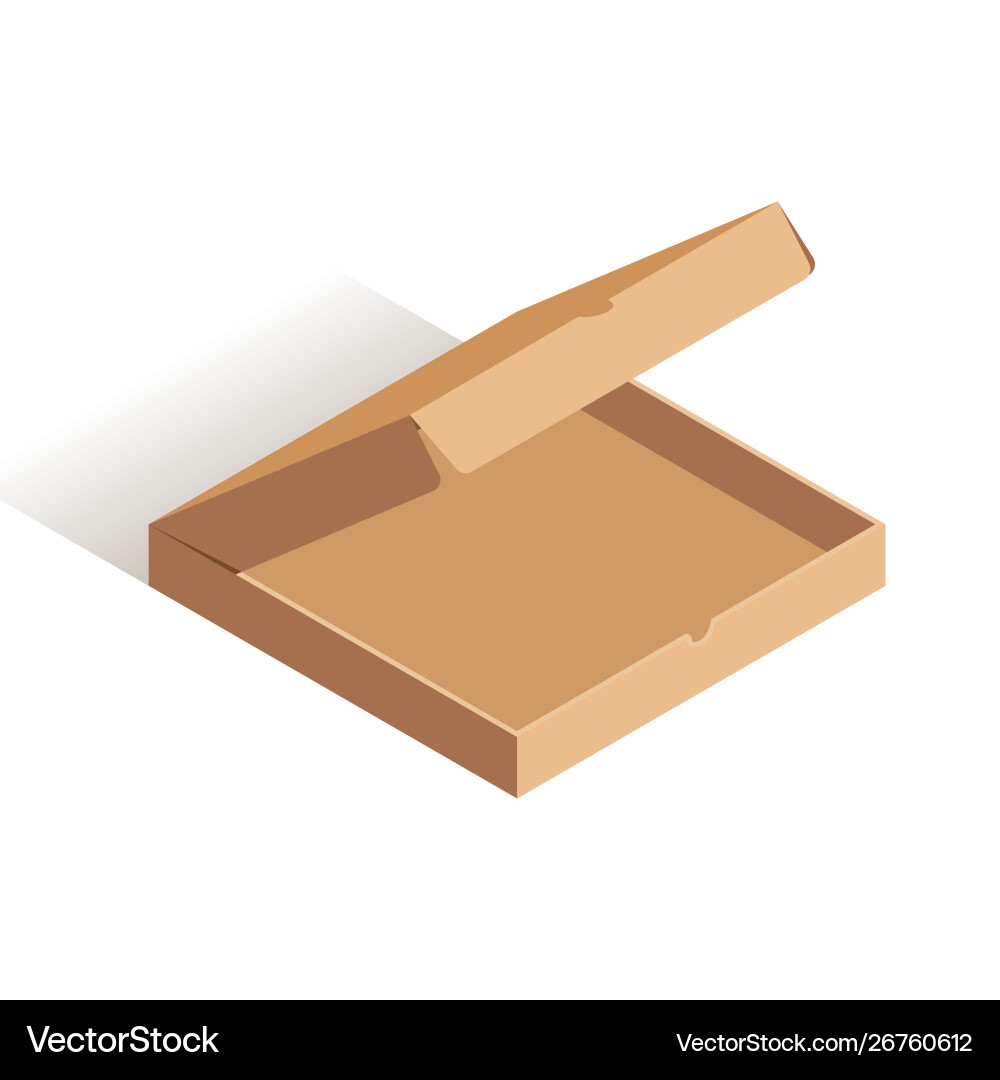 Opened empty pizza box isometric icon vector image