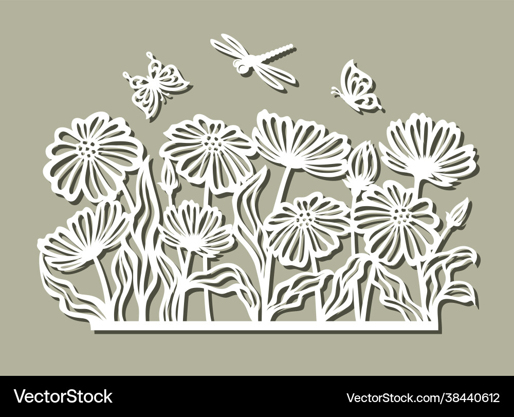 Panel with flowers and insects vector image