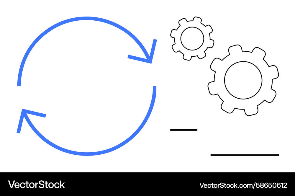 Process automation with circular arrows and gears Vector Image