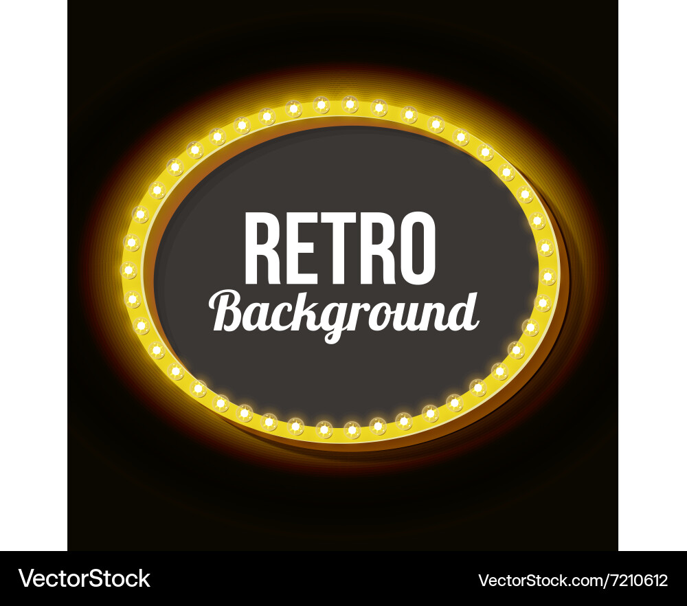 Retro frame circle with neon lights Vector Image