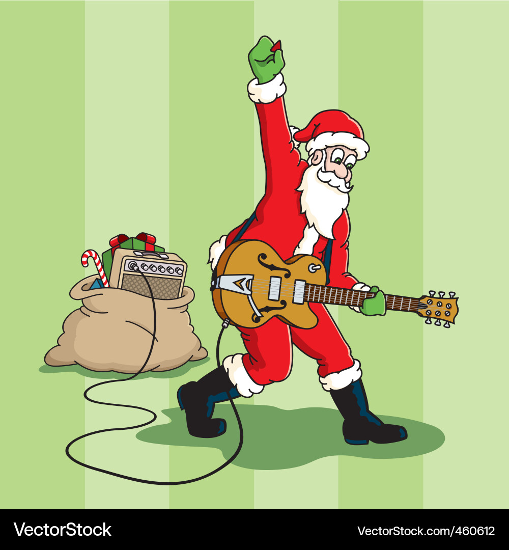Rocking Santa mit Gitarre Vektorbild