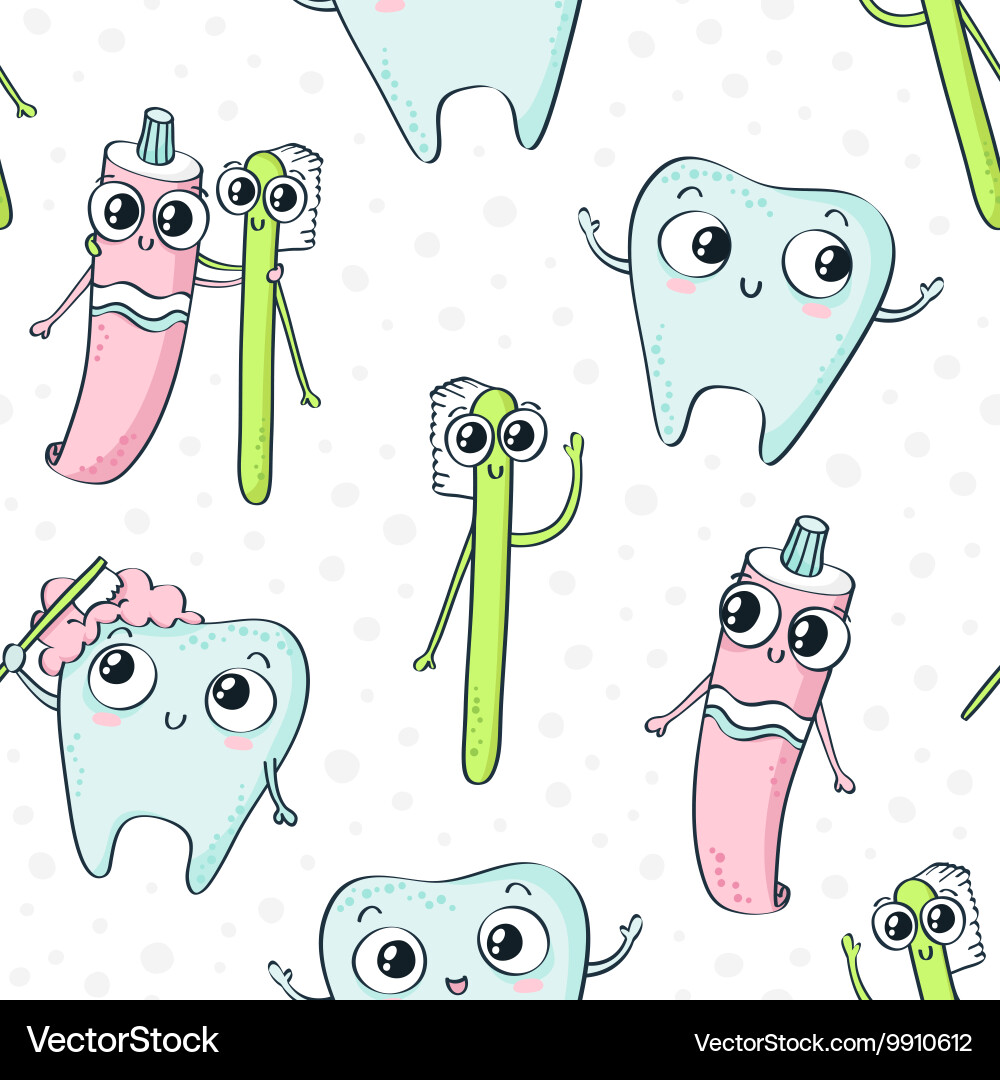 Seamless pattern with cute childish characters vector image