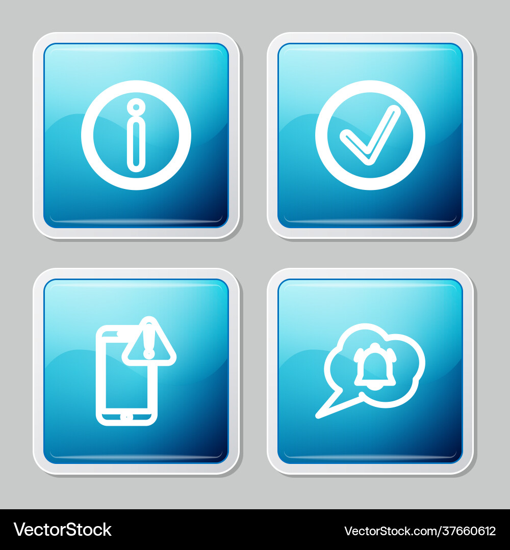 Set line information check mark in circle mobile Set line information check mark in circle mobile vector image