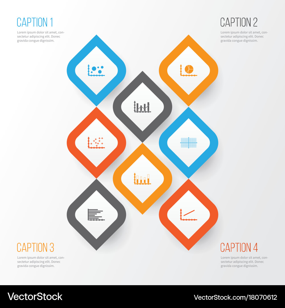 Set of graphs diagrams and statistics icons vector image