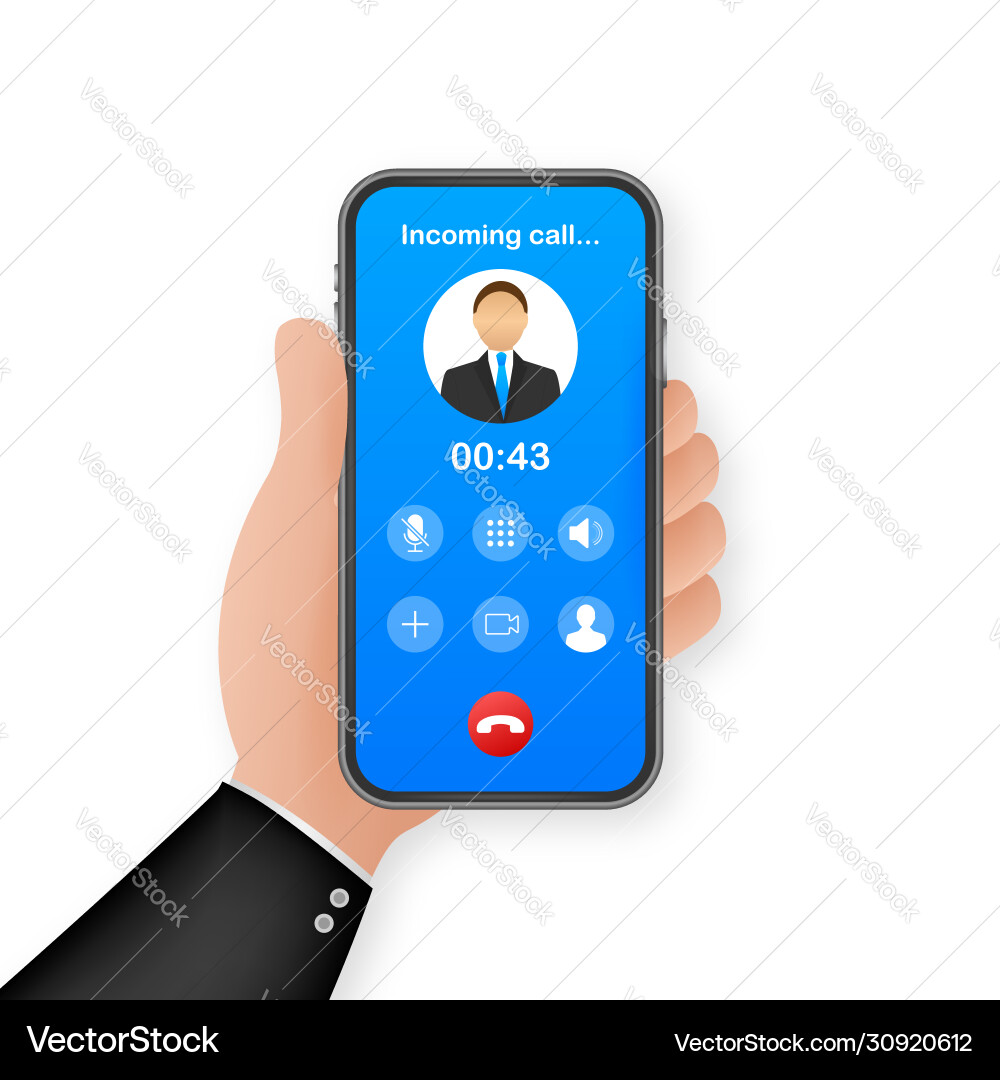 Smartphone with incoming call on display Smartphone with incoming call on display Vector Image