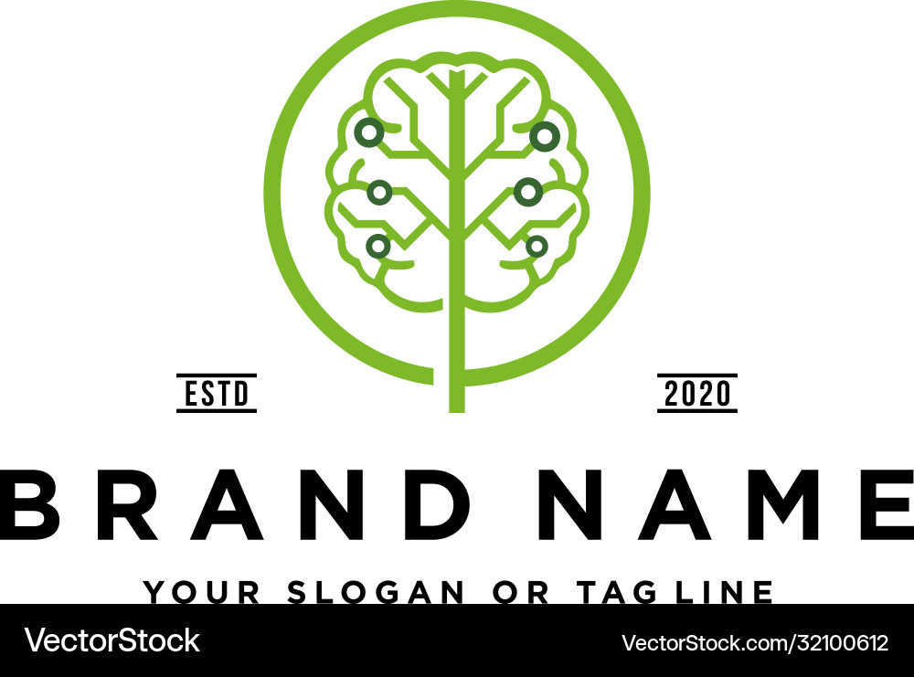 Tree brain tech logo design Tree brain tech logo design vector image