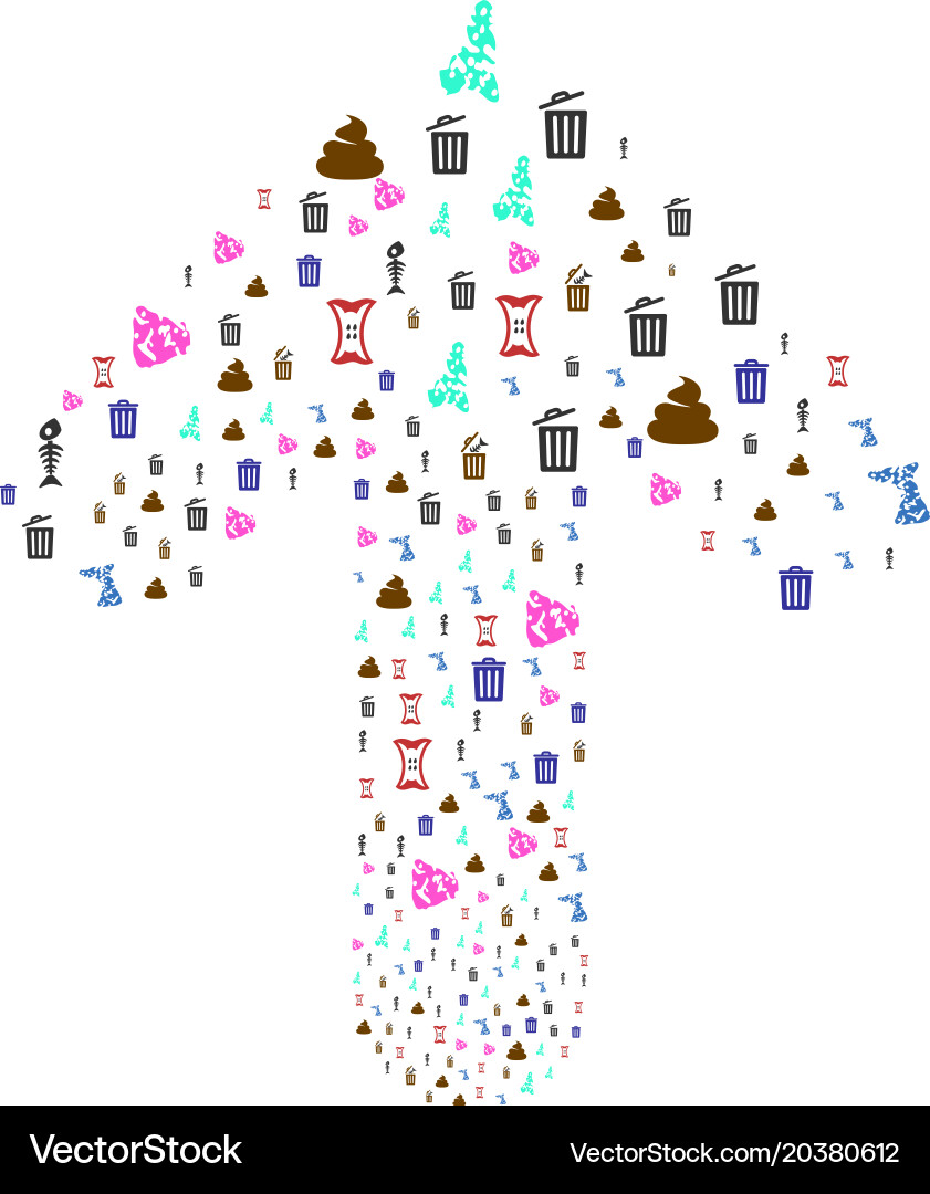Up direct arrow shape with trash garbage Vector Image