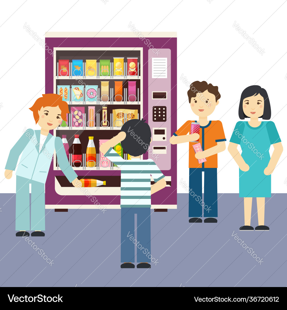Vending machine choices people choose snacking Vending machine choices people choose snacking vector image