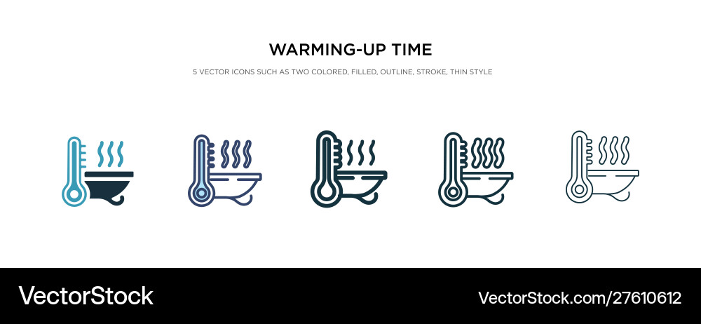 Warming-up time icon in different style two vector image