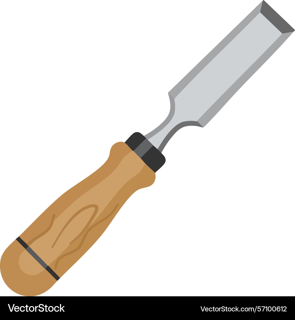 Woodworking chisel tool with wooden handle vector image