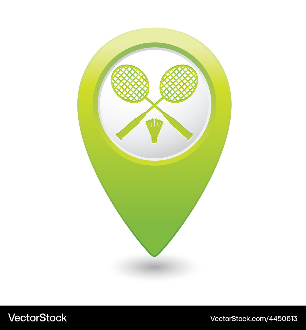 Badminton green map pointer vector image