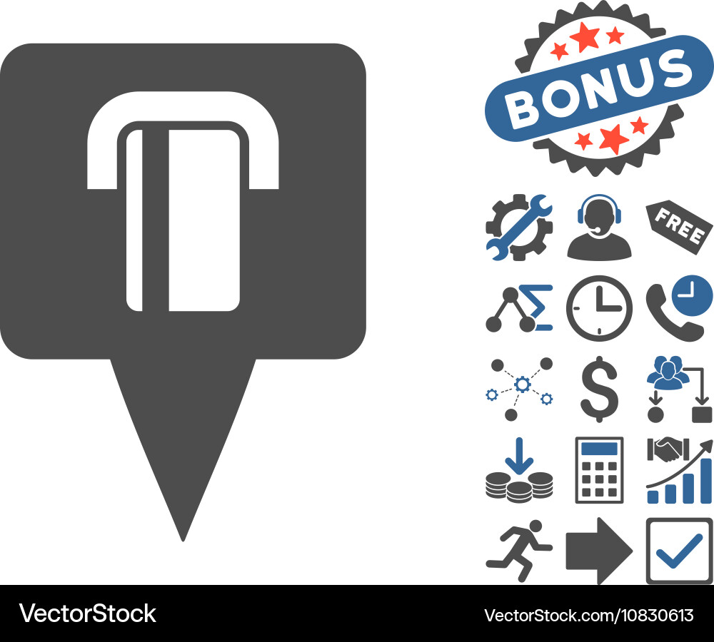 Bank terminal map pointer flat icon Vector Image
