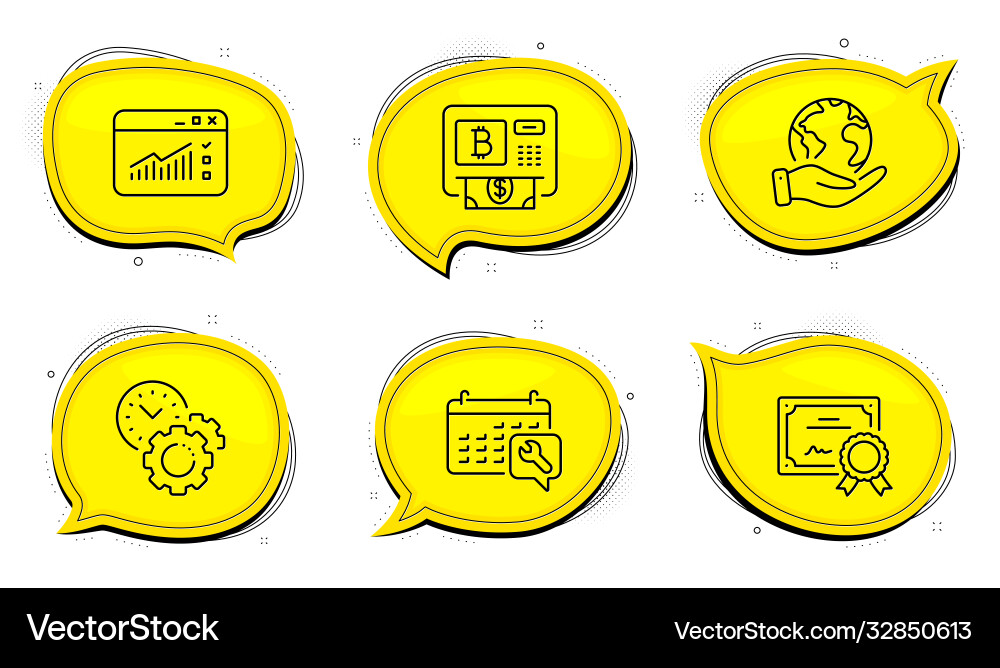 Bitcoin atm web traffic and spanner icons set Bitcoin atm web traffic and spanner icons set vector image