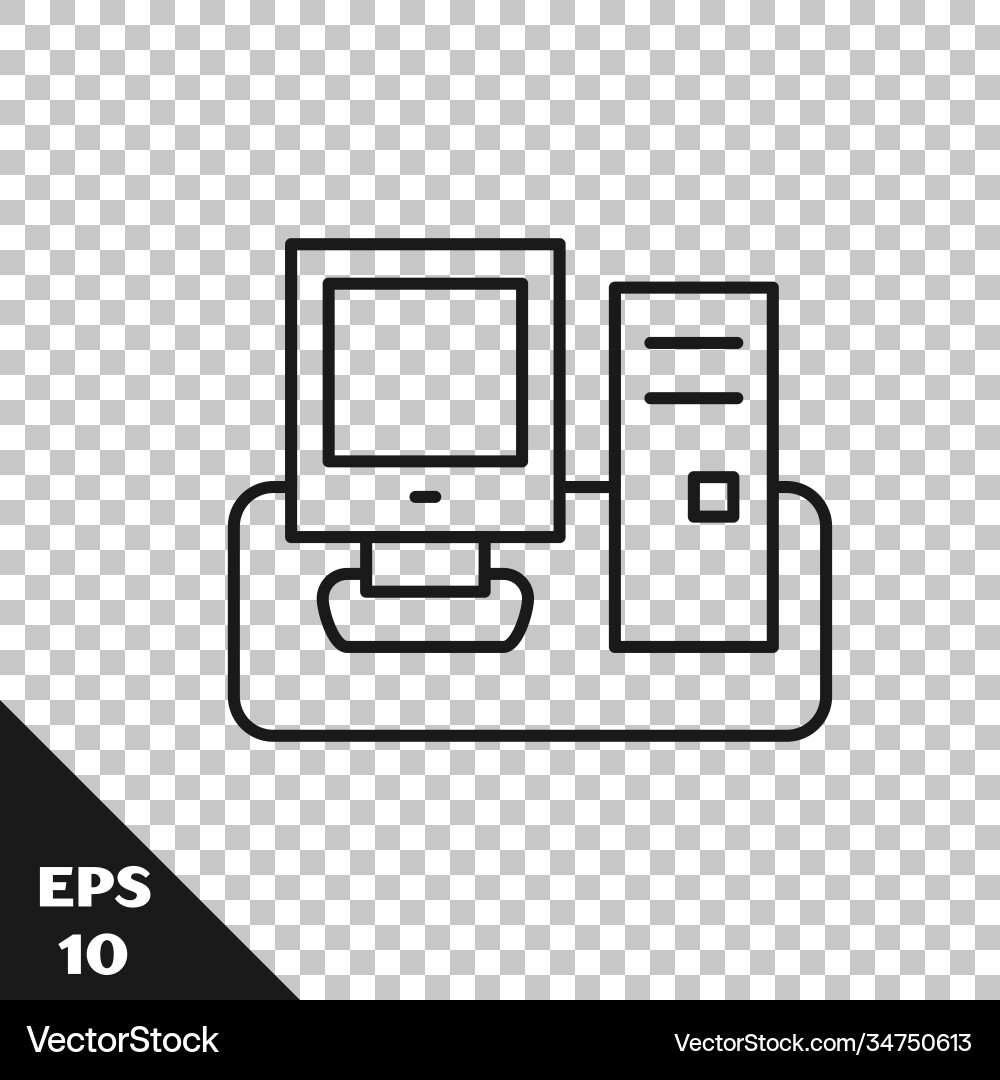 Black line computer monitor with keyboard Black line computer monitor with keyboard vector image