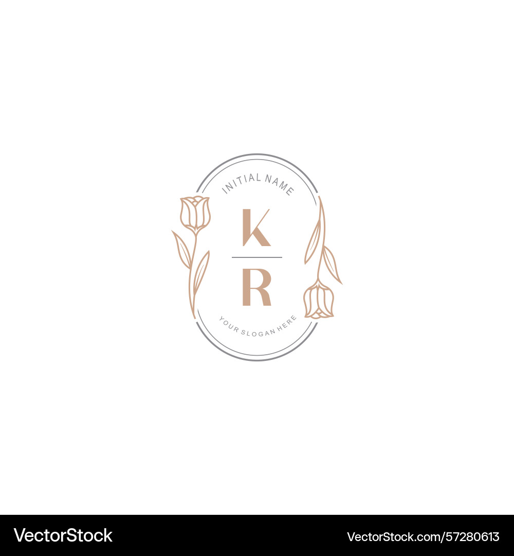 Botanical monogram logos with initial kr Vector Image