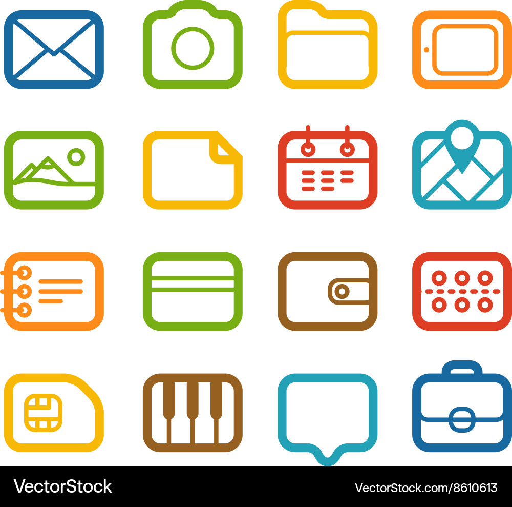 Different web color icons set Vector Image
