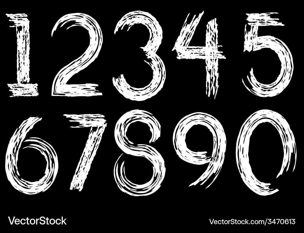 Digits drawn paint vector image