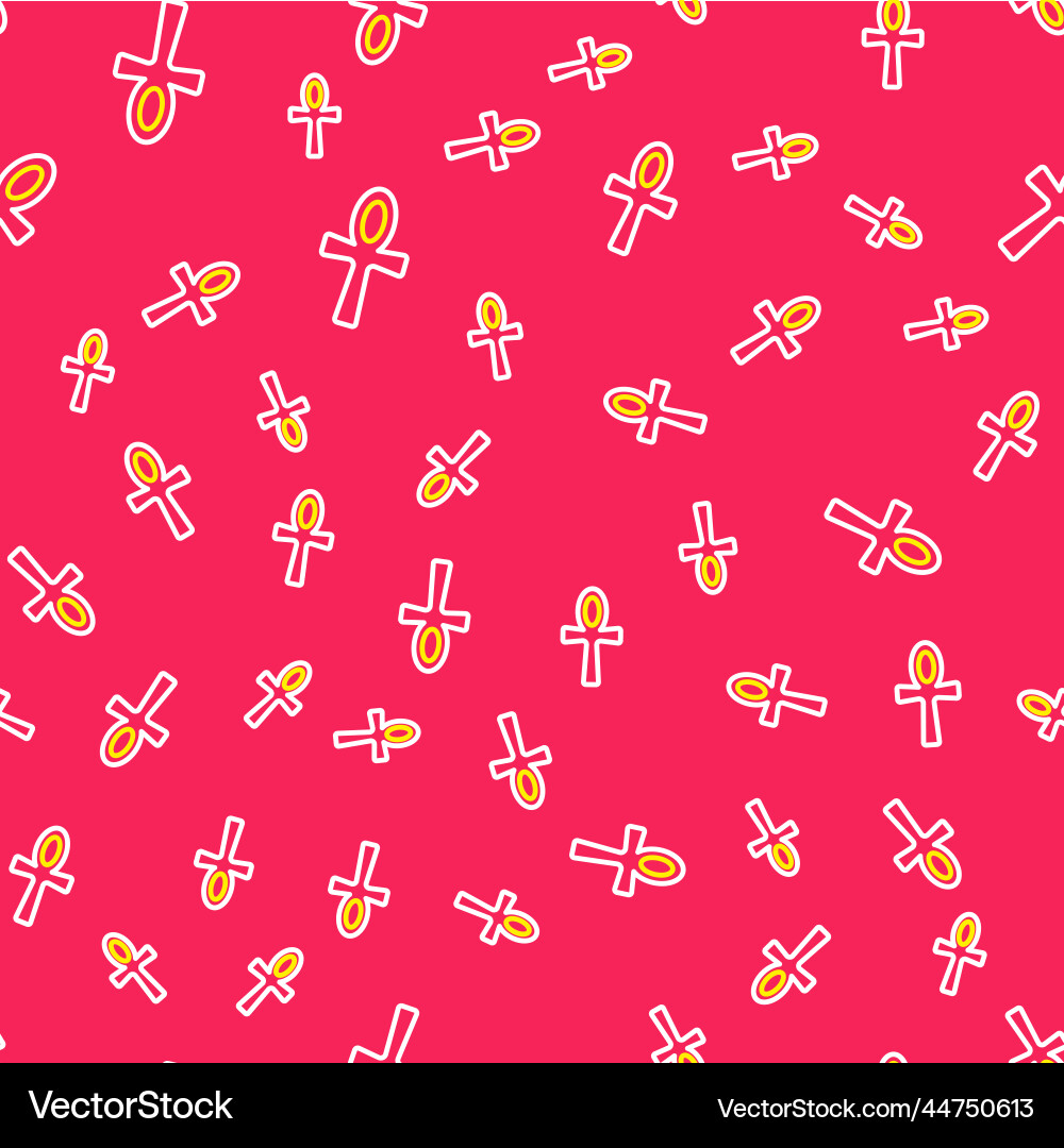 Line cross ankh icon isolated seamless pattern Line cross ankh icon isolated seamless pattern Vector Image