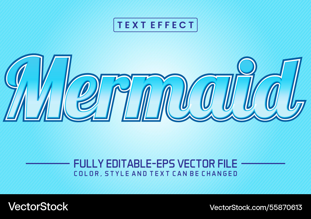 Mermaid font text effect editable Mermaid font text effect editable vector image