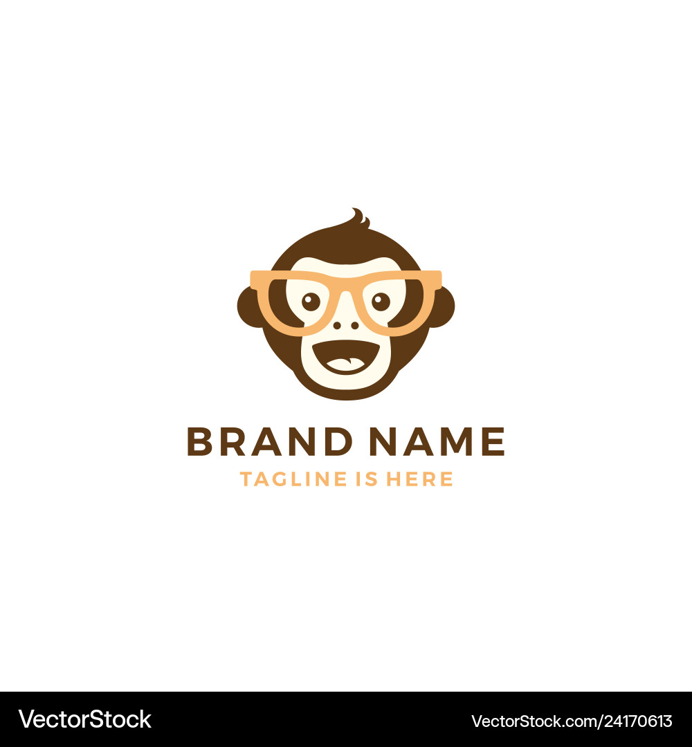 Monkey chimp geek smart charm mascot character vector image
