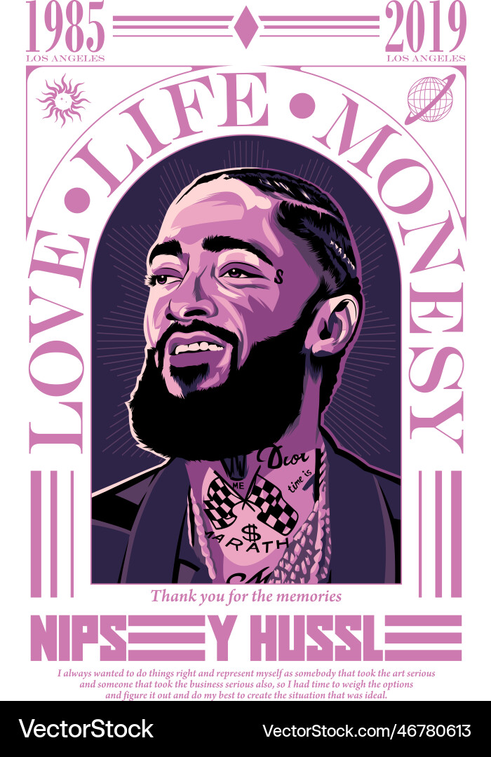 Nipsey Hussle Tribute Artwork vector image