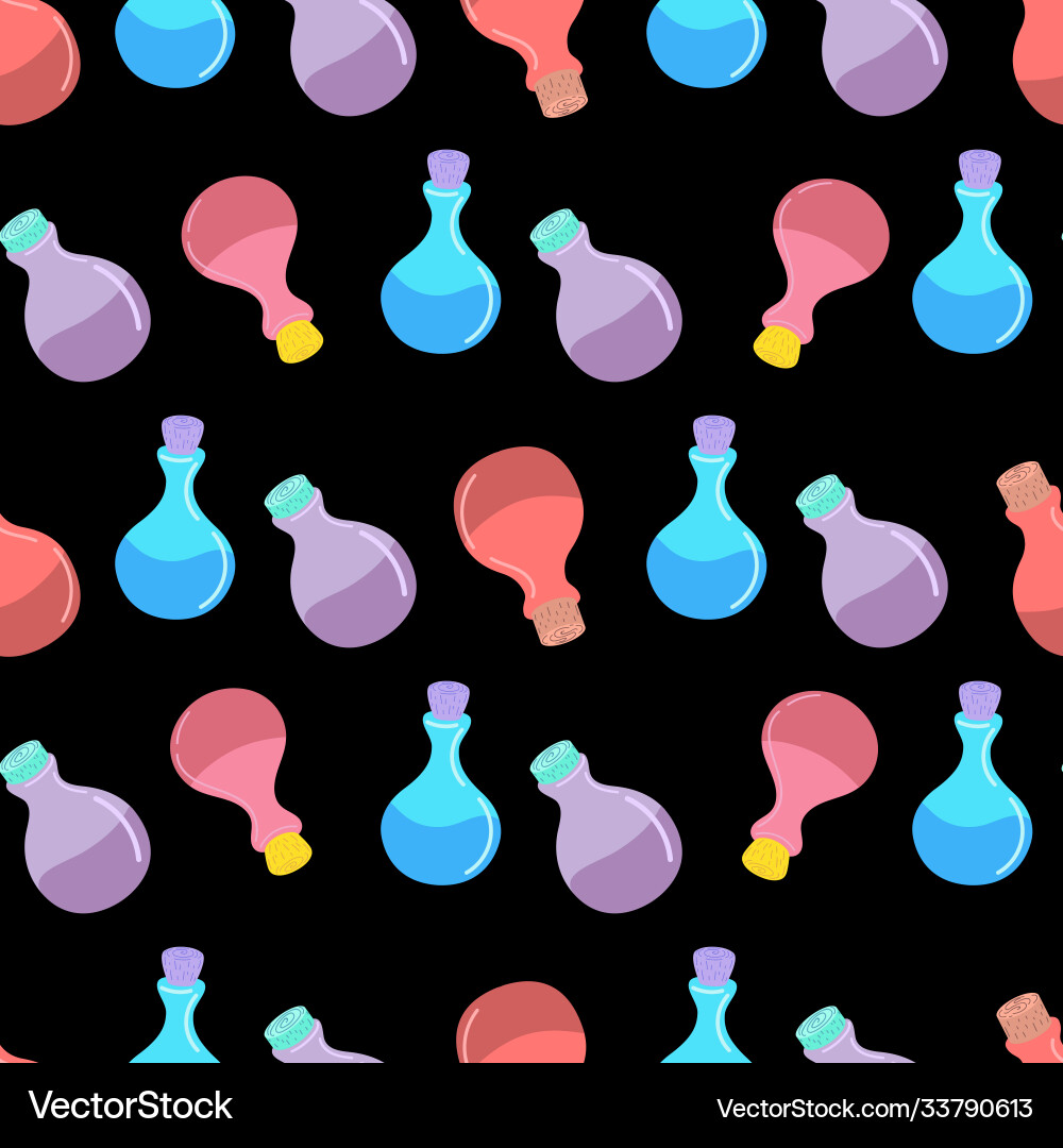Pattern with elixir bottle potion Pattern with elixir bottle potion vector image