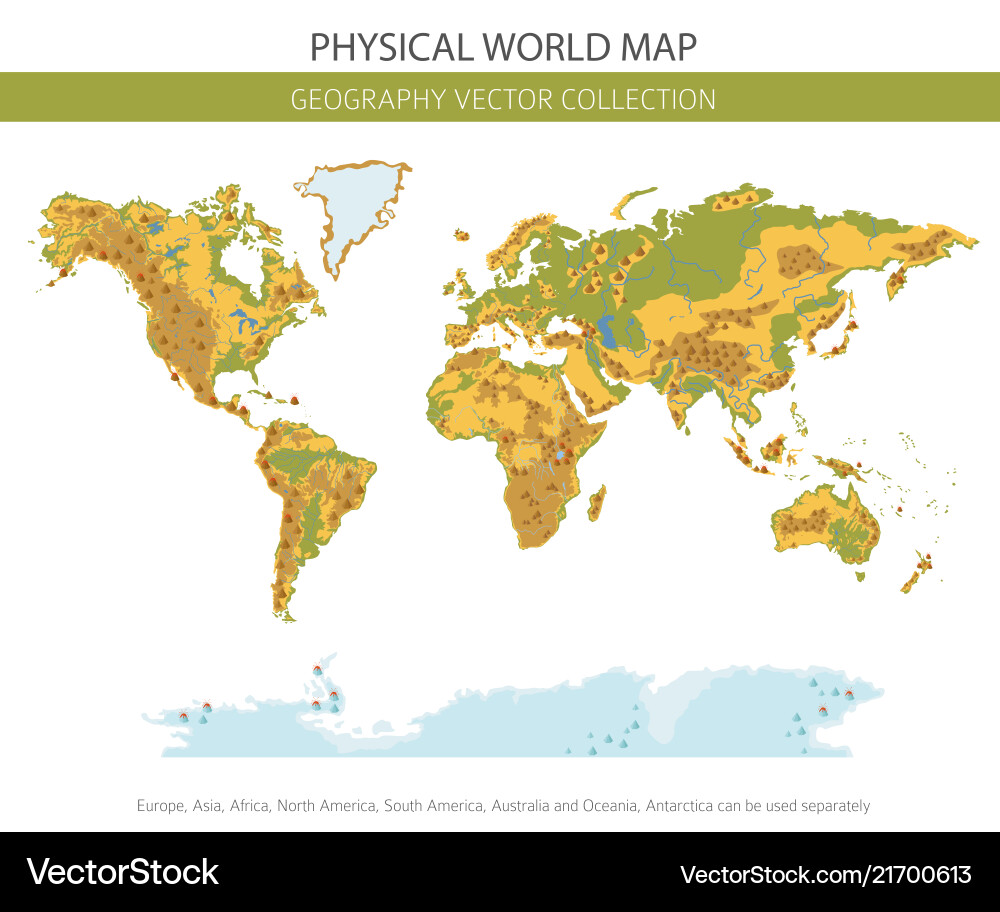 Physical world map elements build your own Physical world map elements build your own vector image