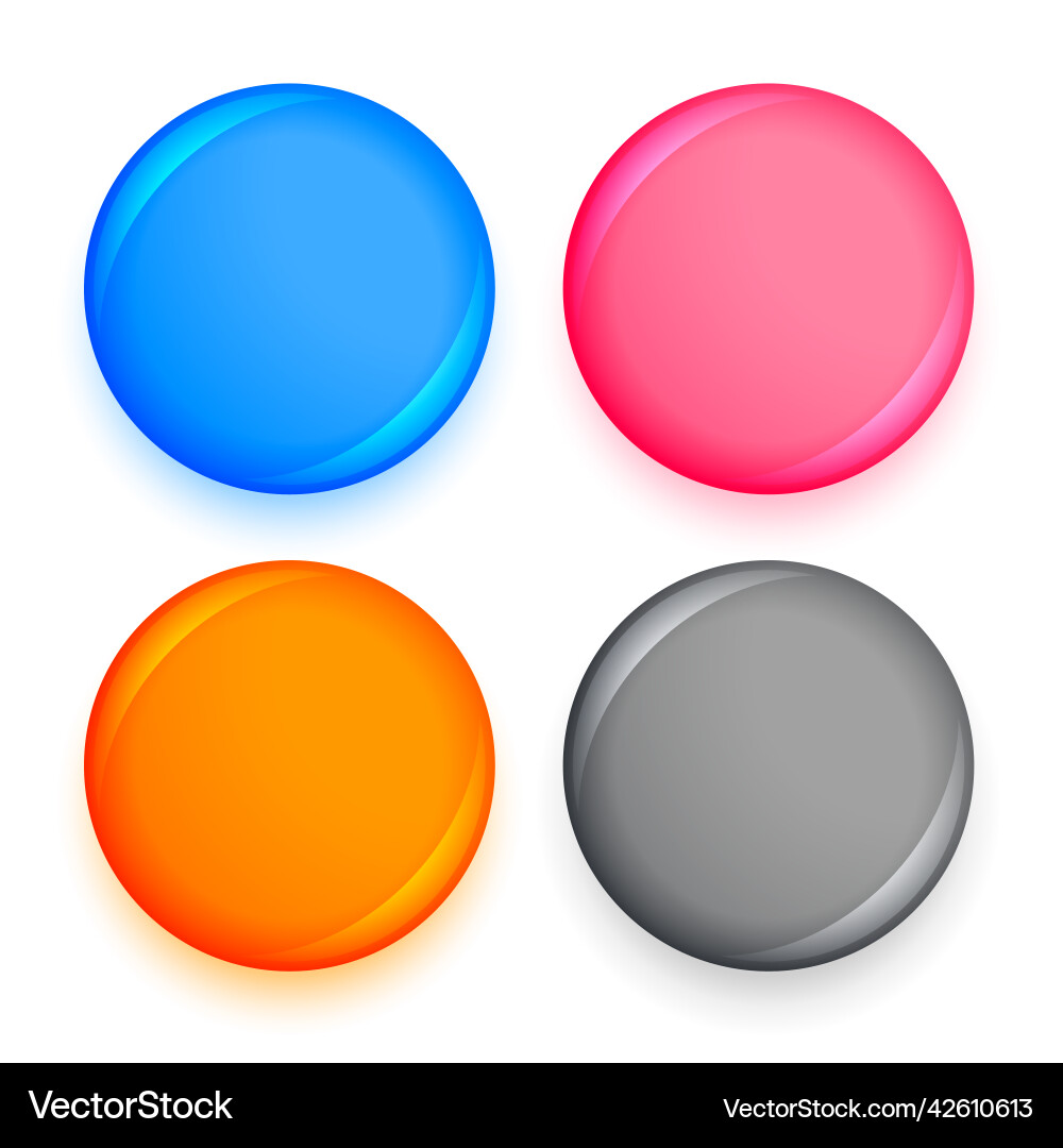Realistic circle buttons in four colors Vector Image