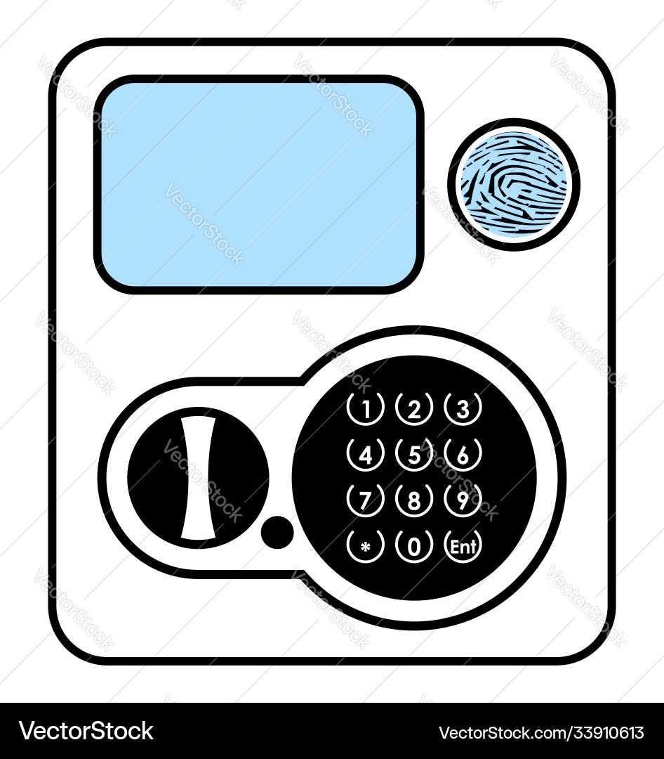 Safe panel with combination lock and buttons Safe panel with combination lock and buttons Vector Image
