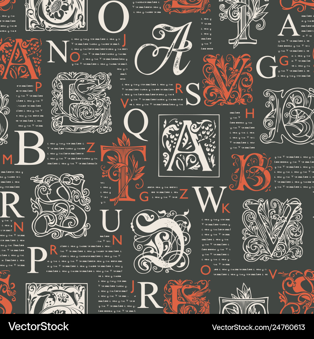 Seamless pattern with capital and initial letters Seamless pattern with capital and initial letters vector image