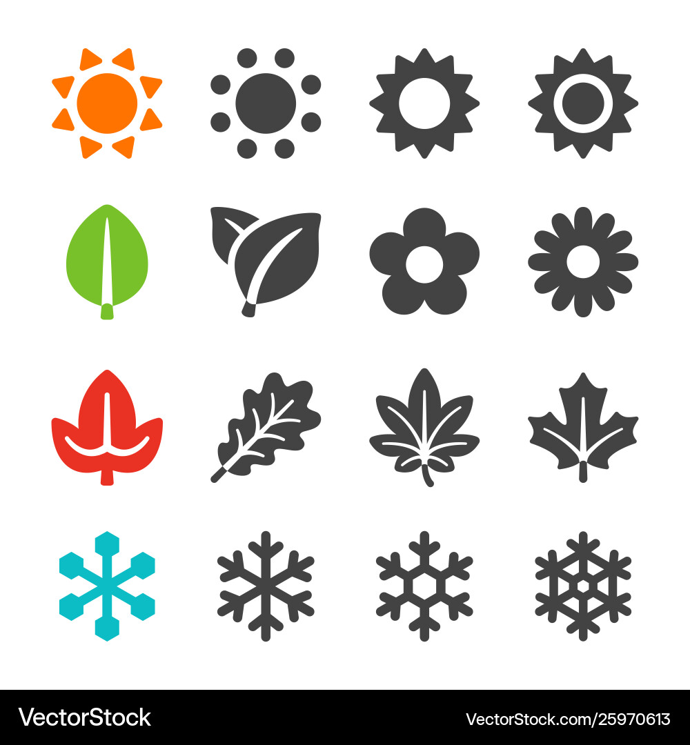Seasonal Icon Set - Four Seasons Vector Image