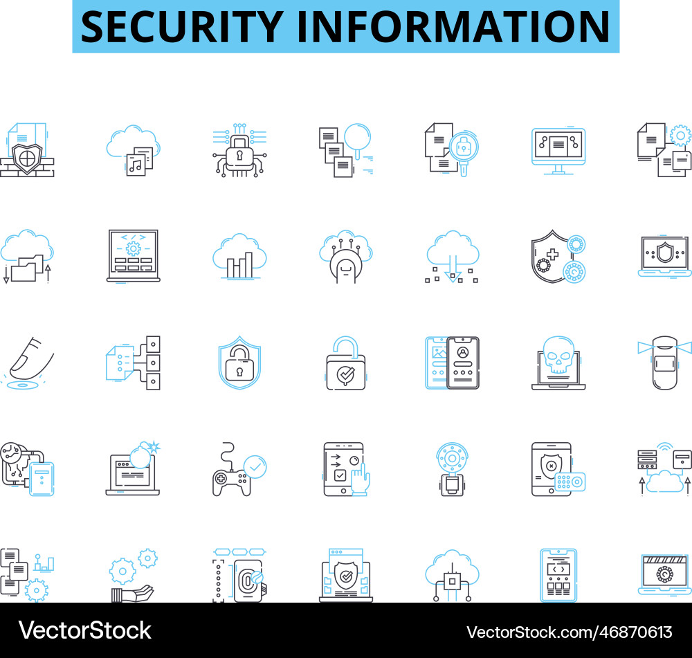 Security information linear icons set encryption Security information linear icons set encryption vector image