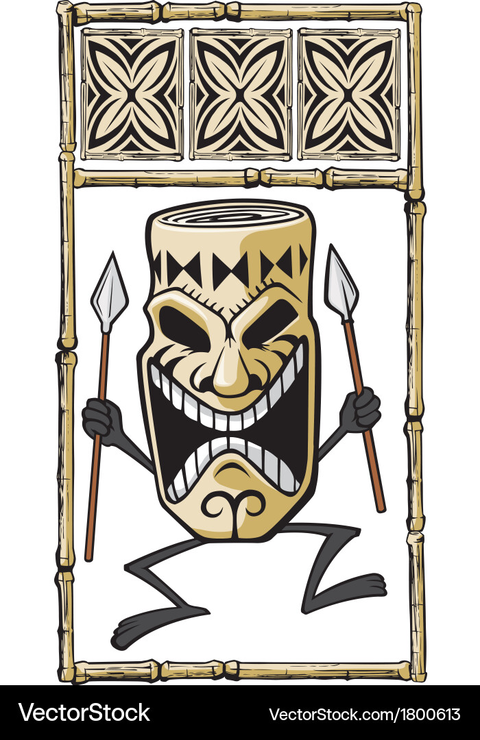 Smiling Tiki Character Vector Image