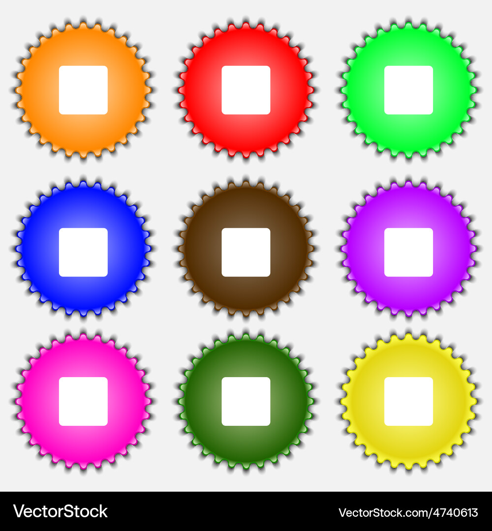 Stop button icon sign a set of nine different Vector Image
