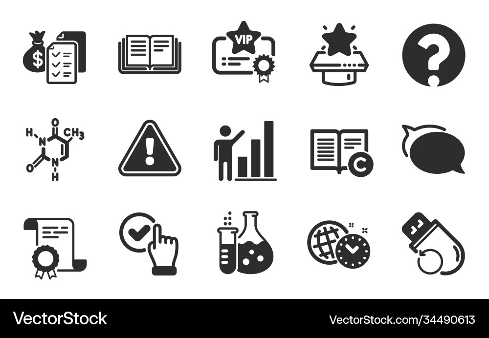 Talk bubble graph chart and vip certificate icons Talk bubble graph chart and vip certificate icons vector image