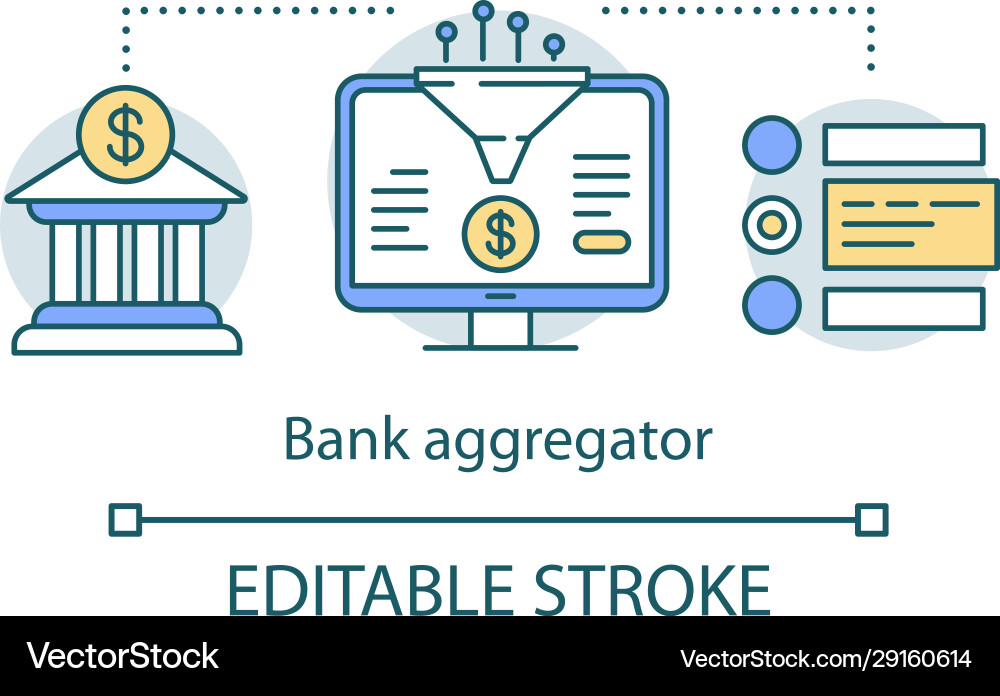 Bank aggregator service concept icon data Bank aggregator service concept icon data vector image