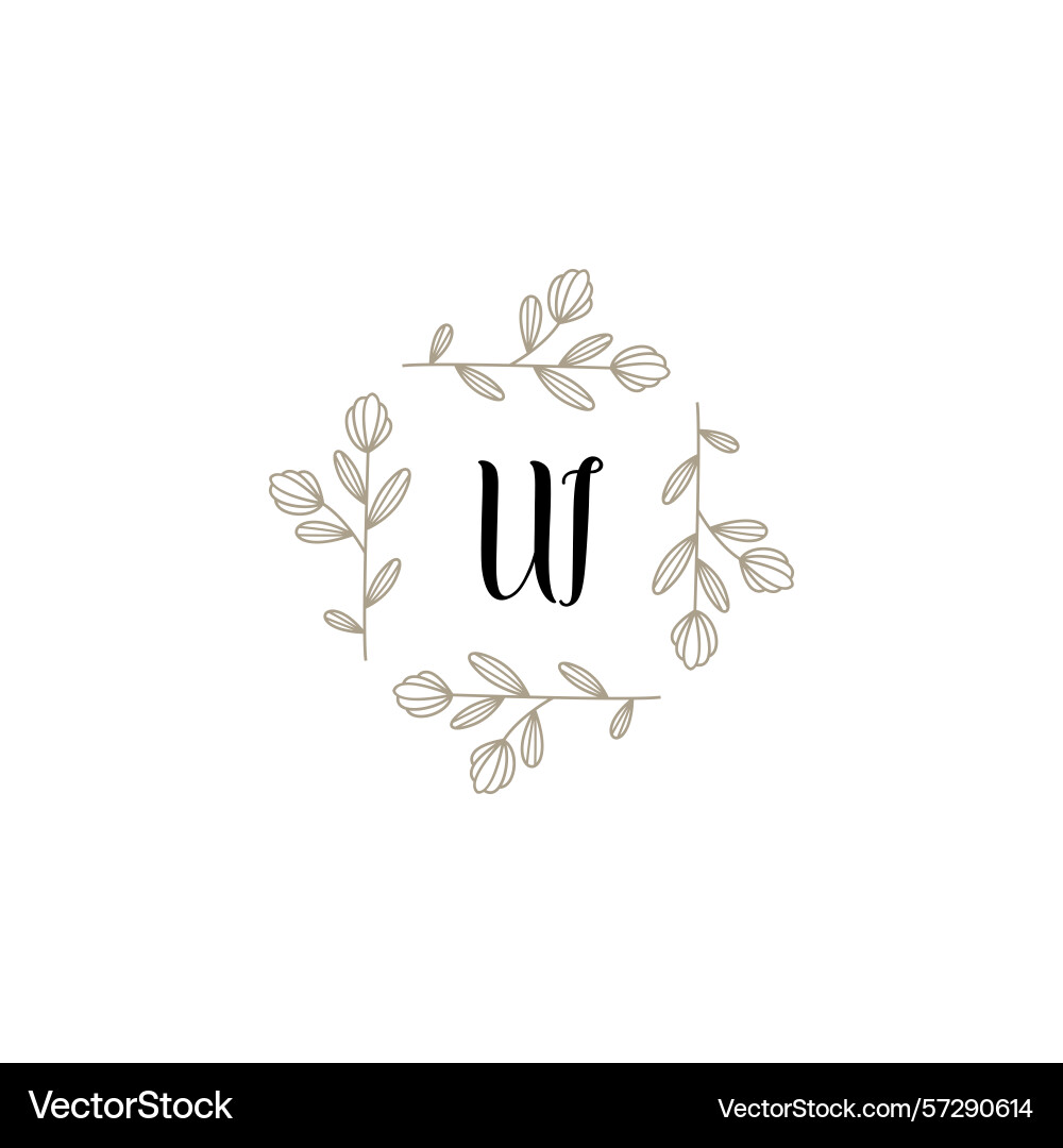 Botanical monogram logos with initial ui Botanical monogram logos with initial ui Vector Image