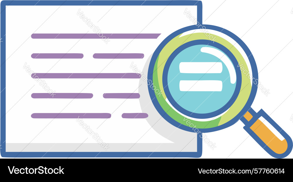 Document with magnifying glass over text icon vector image