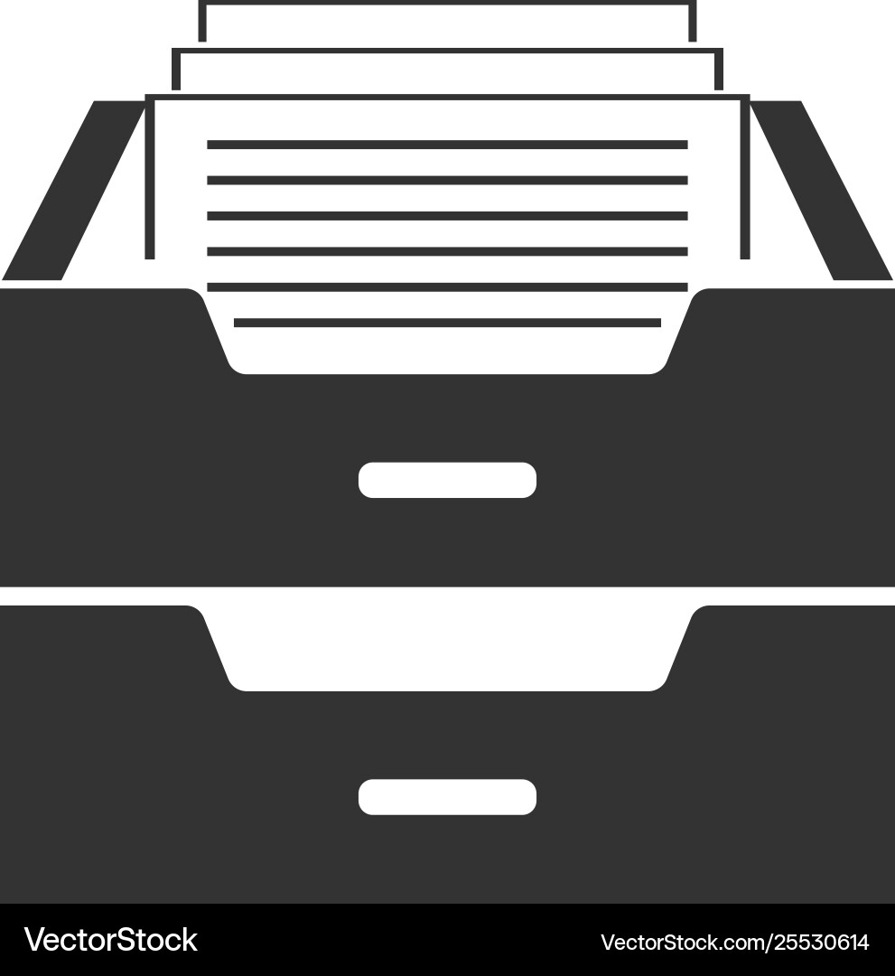 Drawer with documents icon isolated archive Drawer with documents icon isolated archive vector image
