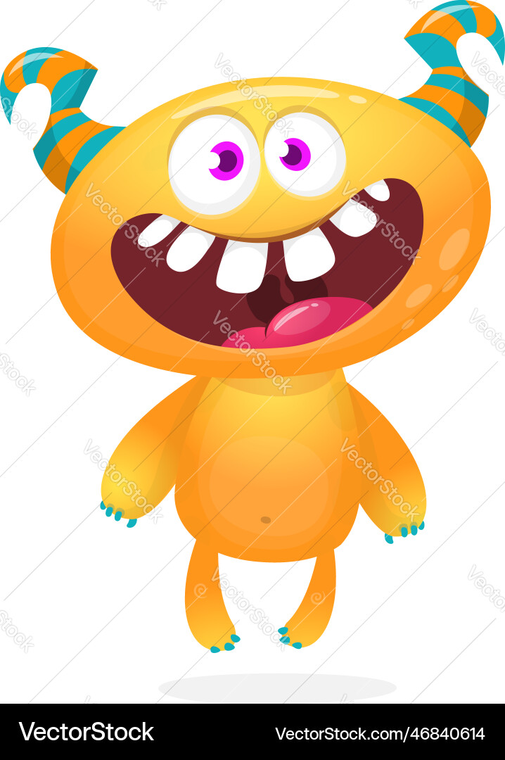 Funny cartoon smiling monster creature halloween Funny cartoon smiling monster creature halloween vector image