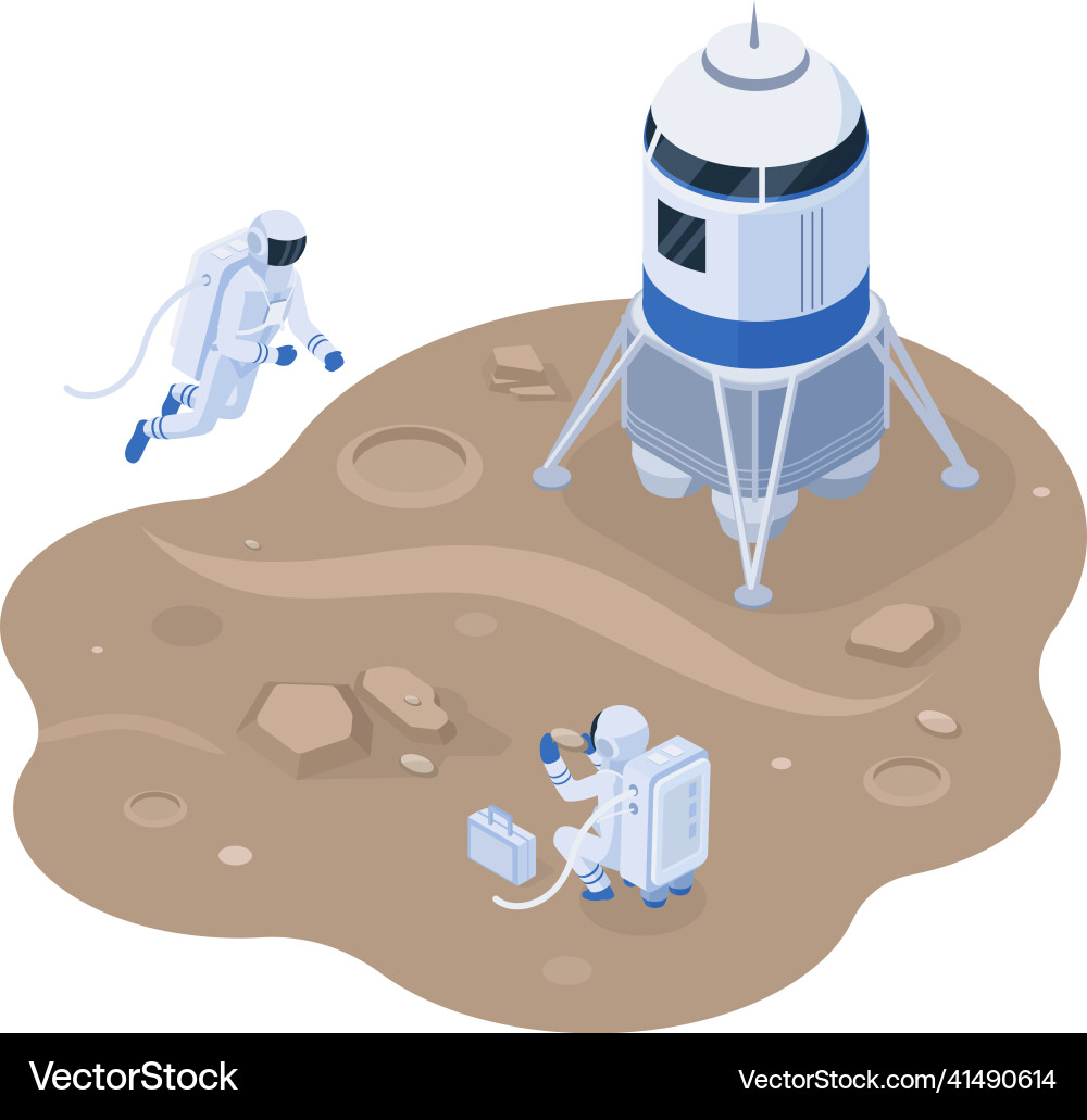 Isometric Space Exploration Station Vector Image